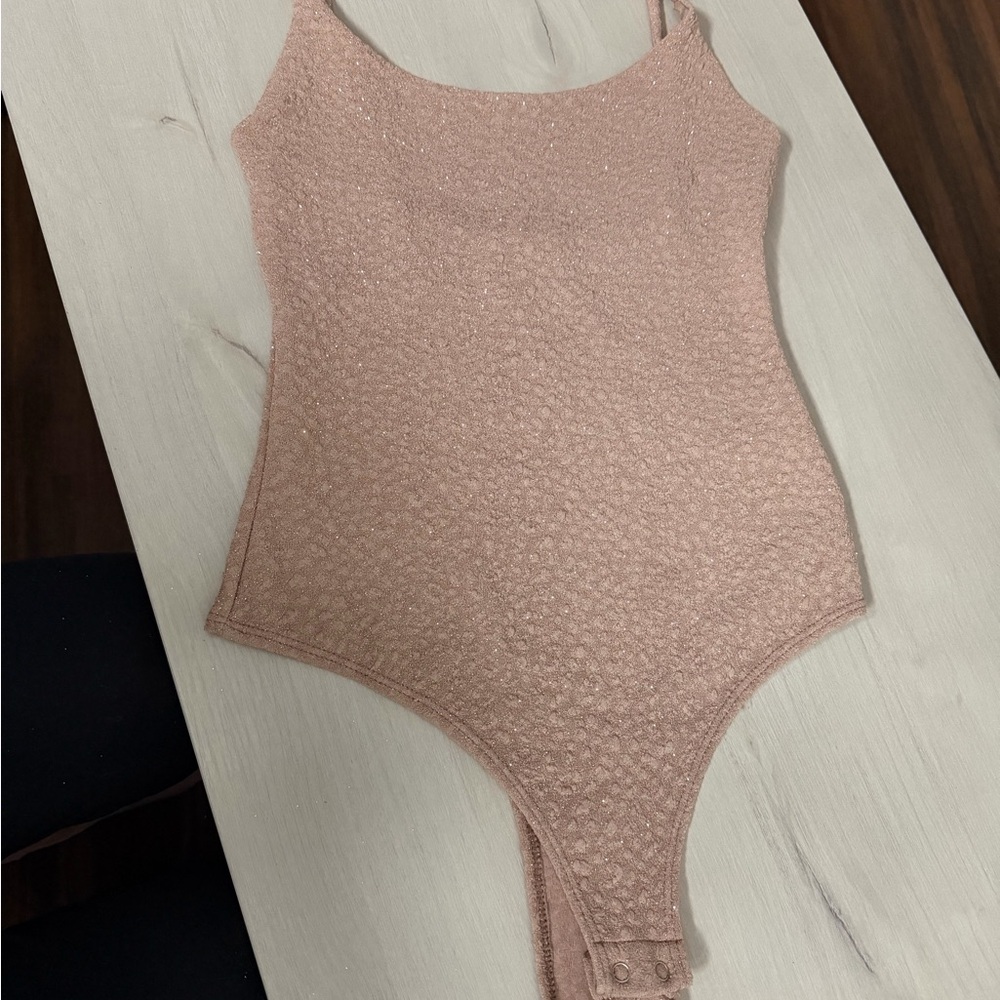 Windsor Sparkle Nude/Taupe Lace-Trim Teddie Bodysuit